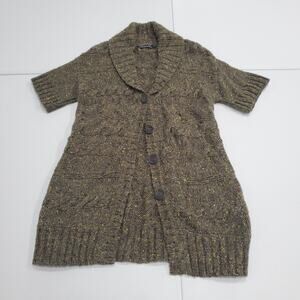 Peruvian Connection Sweater Womens Medium Brown Alpaca Wool Blend Cardigan